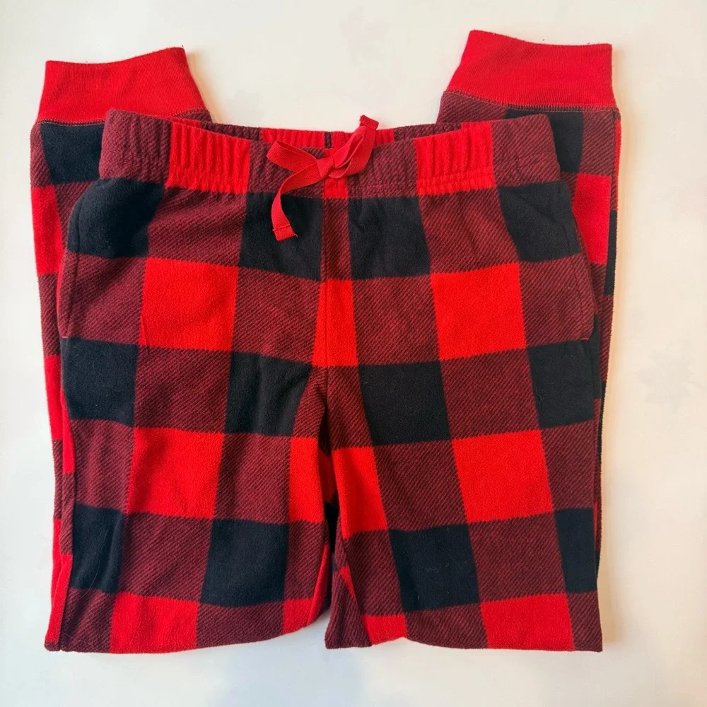 Old Navy BUNDLE Red Buffalo Check Flannel Jogger Pants Girls L & Shorts Womens S